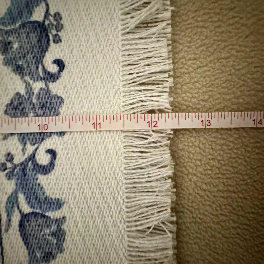 Set of 2 Vintage Pfaltzgraff Blue Floral Fringed Placemats 12x18 Cottage Core